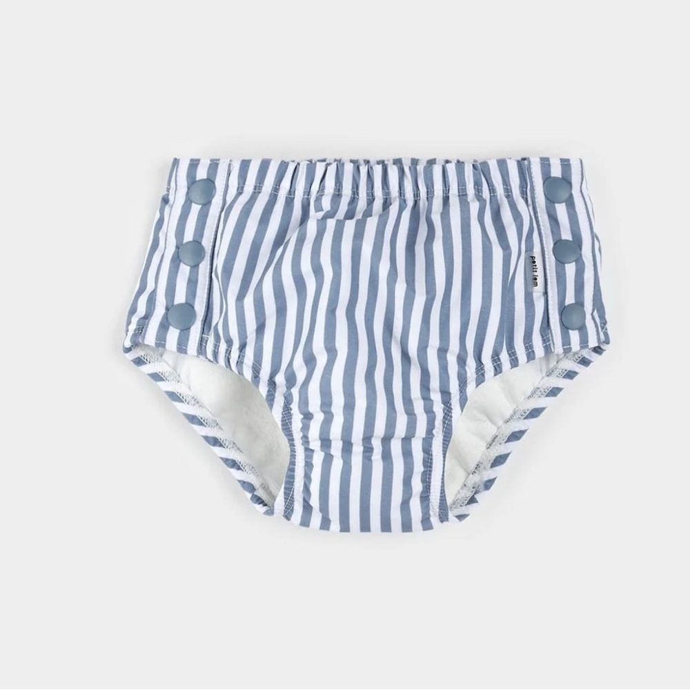 NWT Petit Lem Swim Diaper in Faded Blue Stripes